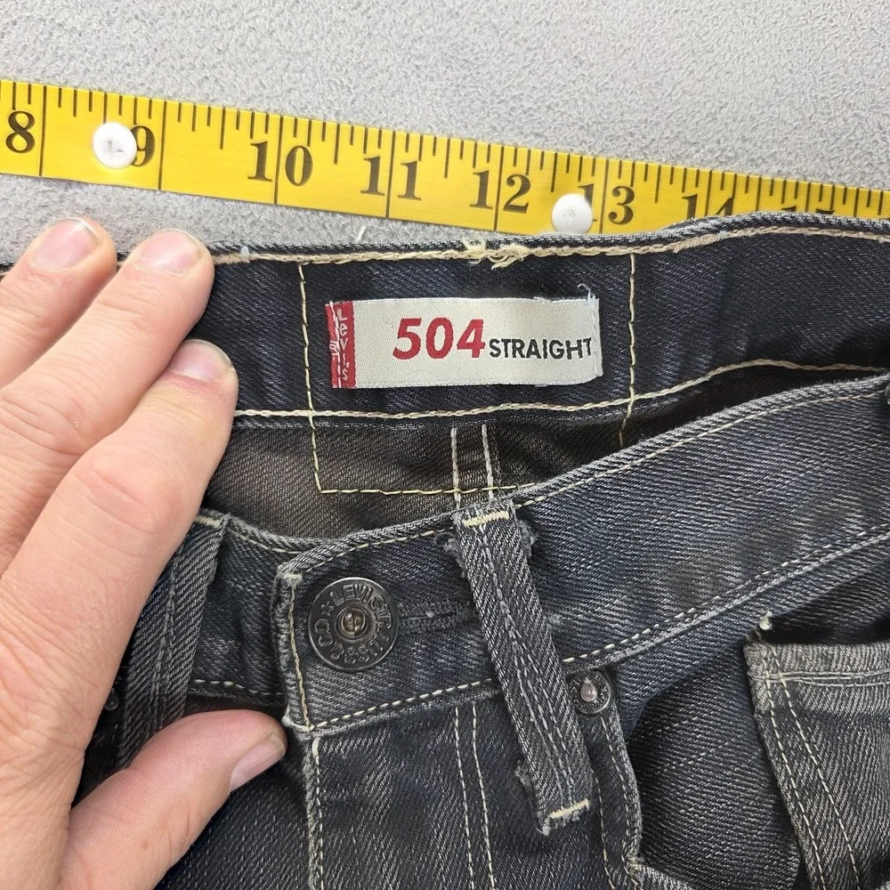 Vintage Levis 504 Jeans Mens Black Straight Charcoal Wash Engineered Fits 30x28